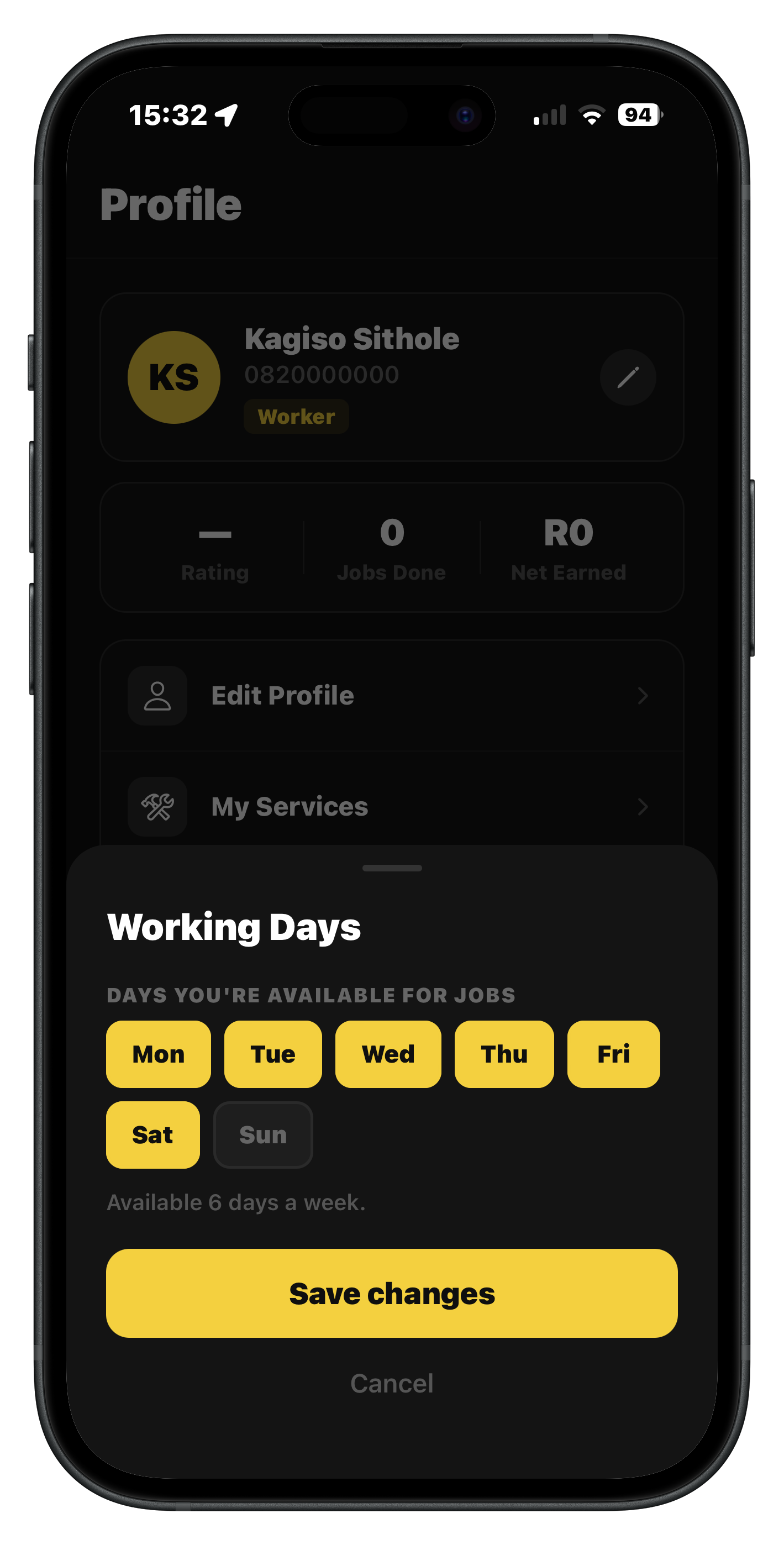Set your working days